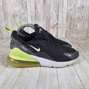 Nike Air Max 270 Black Volt Youth Athletic Running Shoes Size‎ 6Y womens 7.5